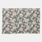  weelderig roze botanisch patroon theedoek (Horizontaal)