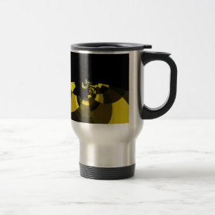 Weelderig Vector Motief Jet Black en Goud Kunstpri Reisbeker