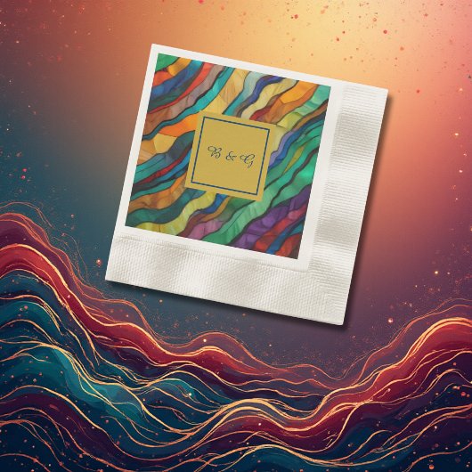 Weelderige Afrikaanse bestemming bruiloft monogram Servet