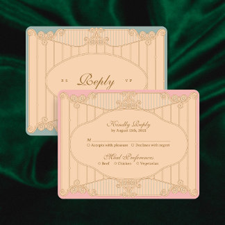 Weelderige Art Nouveau-huwelijks-RSVP-kaart RSVP Kaartje