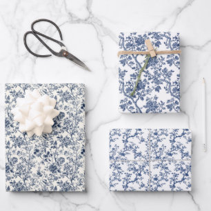 Weelderige Blauwe Botanicals 3 Inpakpapier Vel