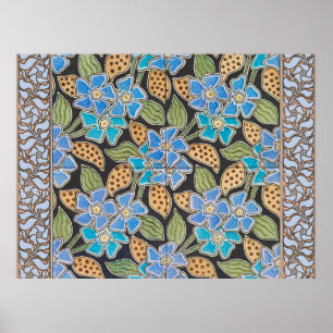Weelderige Blauwe Maagdenpalm Bloemrijke Klassieke Poster
