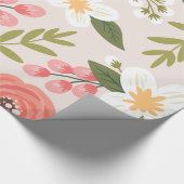 Weelderige bloemen Blush roze patroon Cadeaupapier (Hoek)