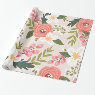 Weelderige bloemen Blush roze patroon Cadeaupapier