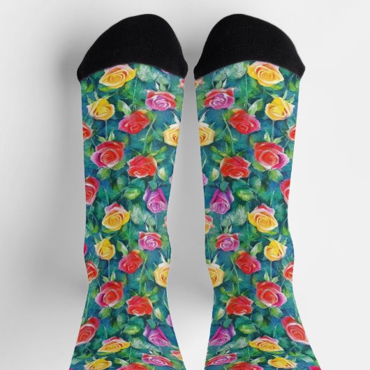 Weelderige bloemen tuin watercolor patroon sokken (Top)