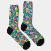 Weelderige bloemen tuin watercolor patroon sokken (Rechts)