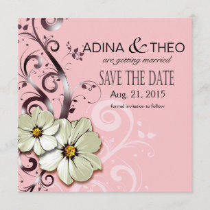 Weelderige Bloemendecoratie Save the Date roze Kaart