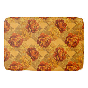 Weelderige Bloesems Gouden Oranje Art Deco Badmat
