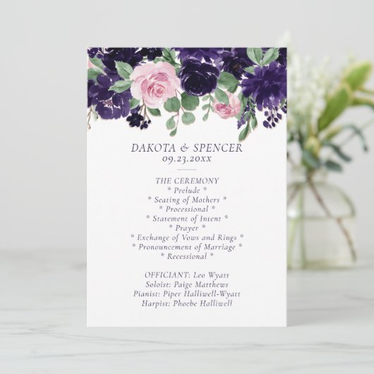 weelderige bloesems | Paarse en Roze Rose Garland Programma (Staand voorkant)