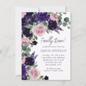 Weelderige Bloesems | Paarse en Roze Rozen Afstude Kaart (Voorkant)