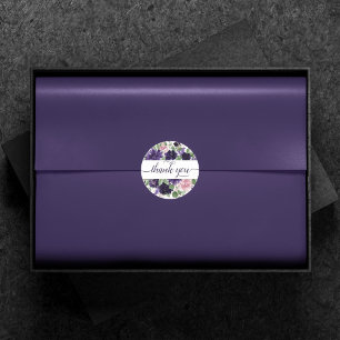 weelderige bloesems Paarse en roze rozen Dank u Ronde Sticker