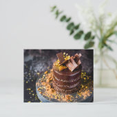 weelderige chocolade ganache cake feestdagenkaart (Staand voorkant)