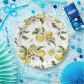 Weelderige citroenen en groen papieren bordje (Feest)