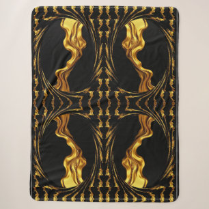 Weelderige Draaiing Vloeibaar Goud Zwart Monochroo Sherpa Deken