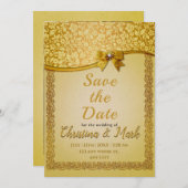 Weelderige Elegante Retro Abstracte Bloemen en Bla Save The Date (Voorkant / Achterkant)