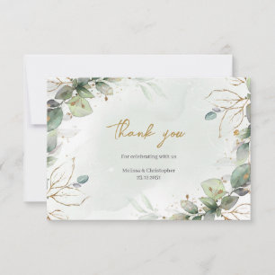 Weelderige eucalyptus groen en goud dank u bedankkaart