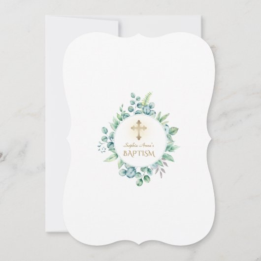 Weelderige Eucalyptus Groene Gouden Kruis Jongens  Kaart (Achterkant)