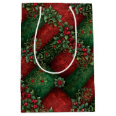 Weelderige gotische kerst hulst & damast medium cadeauzakje (Voorkant)