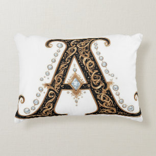 Weelderige Gouden Letter A Luxe Monogram Vintage Accent Kussen