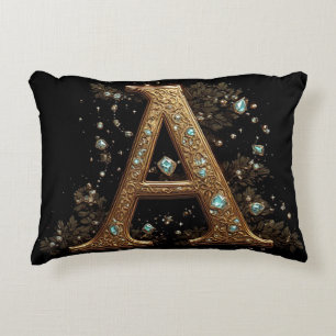 Weelderige gouden letter A luxe monogram vintage Accent Kussen