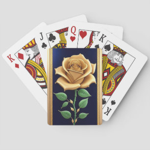Weelderige Gouden Roos Kunstwerk Pokerkaarten