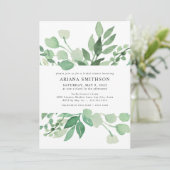 weelderige groen bruids douche uitnodiging 4197 (Staand voorkant)