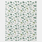 Weelderige groene bladeren en bloemen op wit fleece deken (Voorkant)