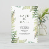 Weelderige groene varens QR Code Foto bruiloft Save The Date (Staand voorkant)