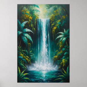 Weelderige Jungle Waterval Tropische Natuur Schild Poster