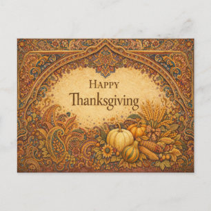 Weelderige juweeltoon paisley Thanksgiving oogst Feestdagenkaart