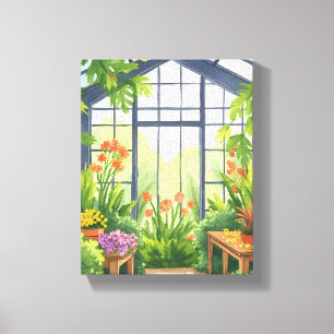 Weelderige Kas Bloemrijke Botanische Tuin Canvas Afdruk