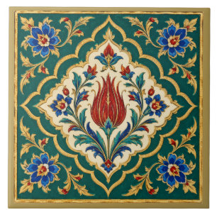 Weelderige Ottomaanse Tulp Bloemenschildering Tegeltje