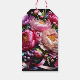 Weelderige pioenen met een roze lint, door Natasha Cadeaulabel