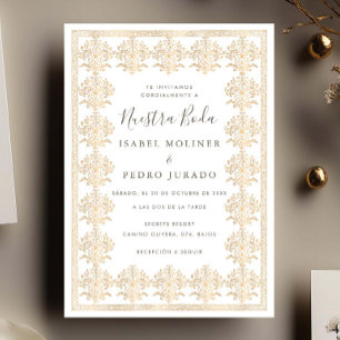 Weelderige Romantische Vintage Goud Nuestra Boda T Kaart