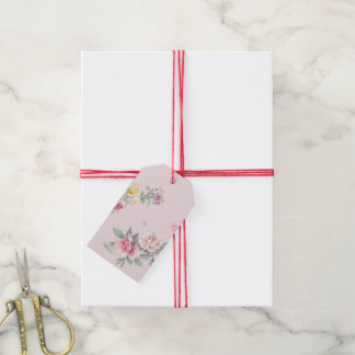 weelderige Roze Watercolor Roos Bloemige Cadeaubla Cadeaulabel