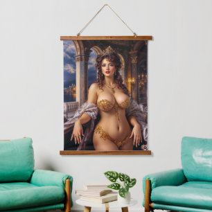 Weelderige Schoonheid Koninklijke Elegantie Portre Hangend Wandkleed