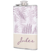 Weelderige Serene Pink Ferns op Sinaasappel Heupfles (Links)