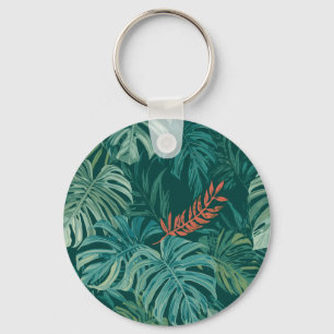 Weelderige Smaragdgroene Jungleprint Sleutelhanger