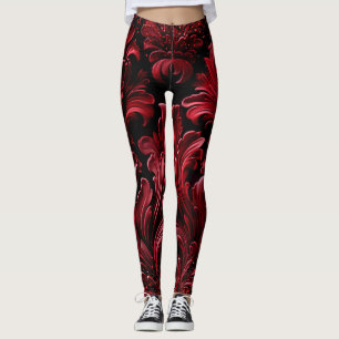 weelderige textuur rood fluweel luxe glitter leggings