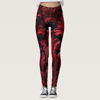 weelderige textuur rood fluweel luxe glitter leggings
