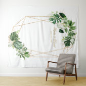 Weelderige Tropische Bladeren Gouden Lijst Bruilof Wandkleed (In Situ (horizontaal))