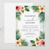 Weelderige Tropische Bloom Accent Wedding Kaart (Voorkant / Achterkant)