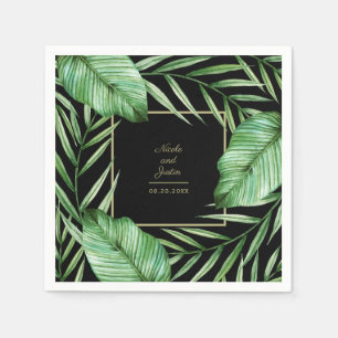 weelderige tropische groen botanische bruiloft servet