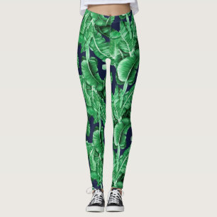Weelderige tropische groene bladeren Patroon Leggi Leggings