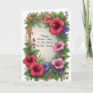 Weelderige Tropische Hibiscus Bloemenframe Kaart