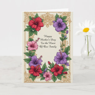 Weelderige Tropische Hibiscus Bloemenframe Kaart