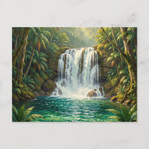 Weelderige Tropische Waterval Oase Briefkaart