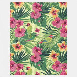 Weelderige tropische zomerbloemen fleece deken