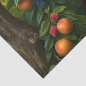 Weelderige tuin scène met rijpe appels en druiven tissuepapier (Detail)