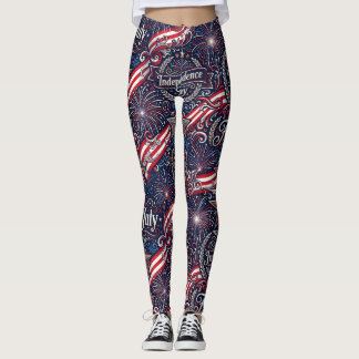 Weelderige Vuurwerk 4 juli Onafhankelijkheidsdag L Leggings